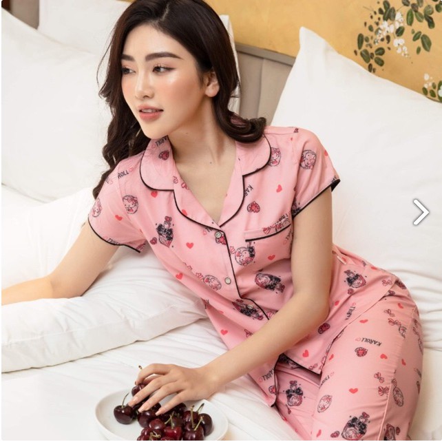 Đồ ngủ, đồ mặc nhà, quần áo ngủ pijama cộc dài chất kate thái siêu đẹp