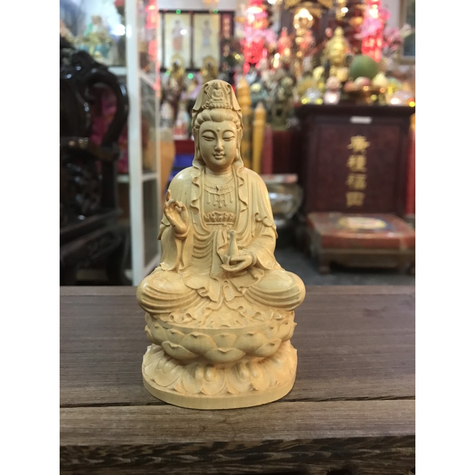 Đồ thờ cúng tượng quan âm gỗ hoàng dương- Văn phòng phẩm Nhơn Phát