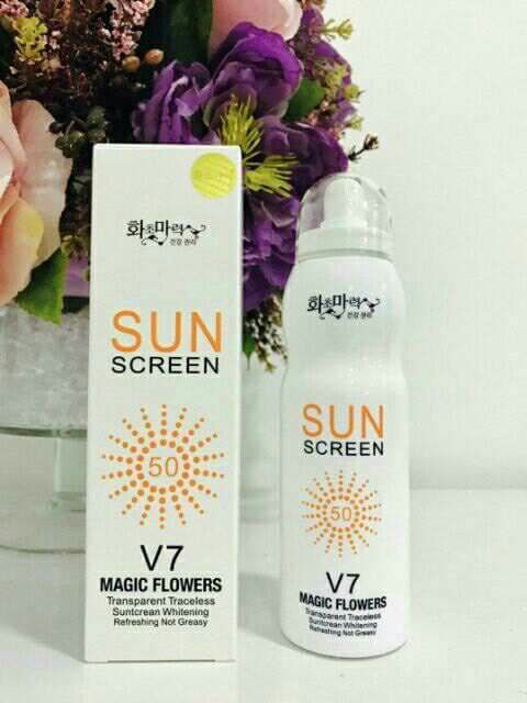 Xịt chống nắng Hàn Quốc Sun Screen V7 Magic Flowers  💐  💐