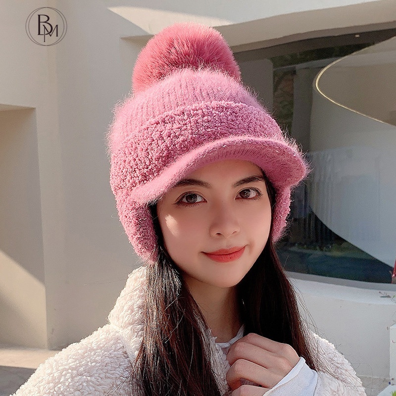 Mũ lưỡi trai Banma dệt kim bảo vệ tai thời trang thu đông 2022