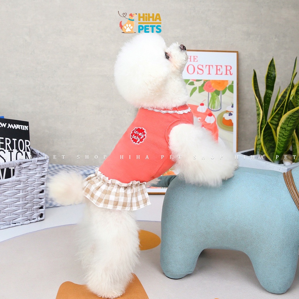 Váy Cho Chó Mèo Vải Thun 100% Cotton Mát Mẻ Quần Áo Thú Cưng Ba Lỗ Mùa Hè Dễ Thương Hihapet.