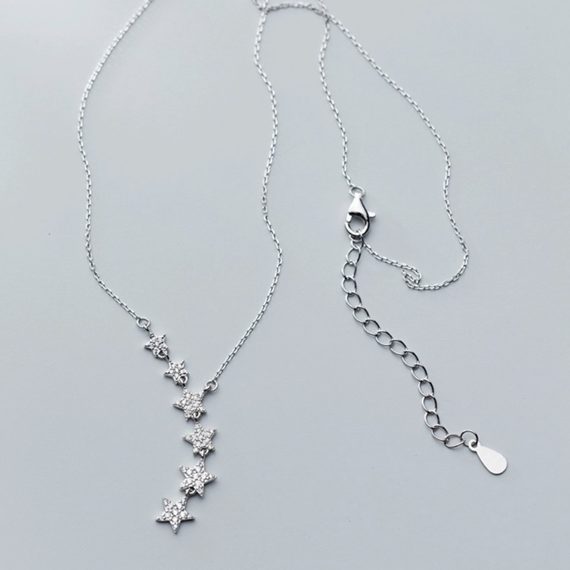 Vòng cổ bạc nữ cá tính DUYSON SILVER, dây chuyền bạc Ý 925 dải sao lấp lánh mạ vàng trắng cao cấp [DCXK46]