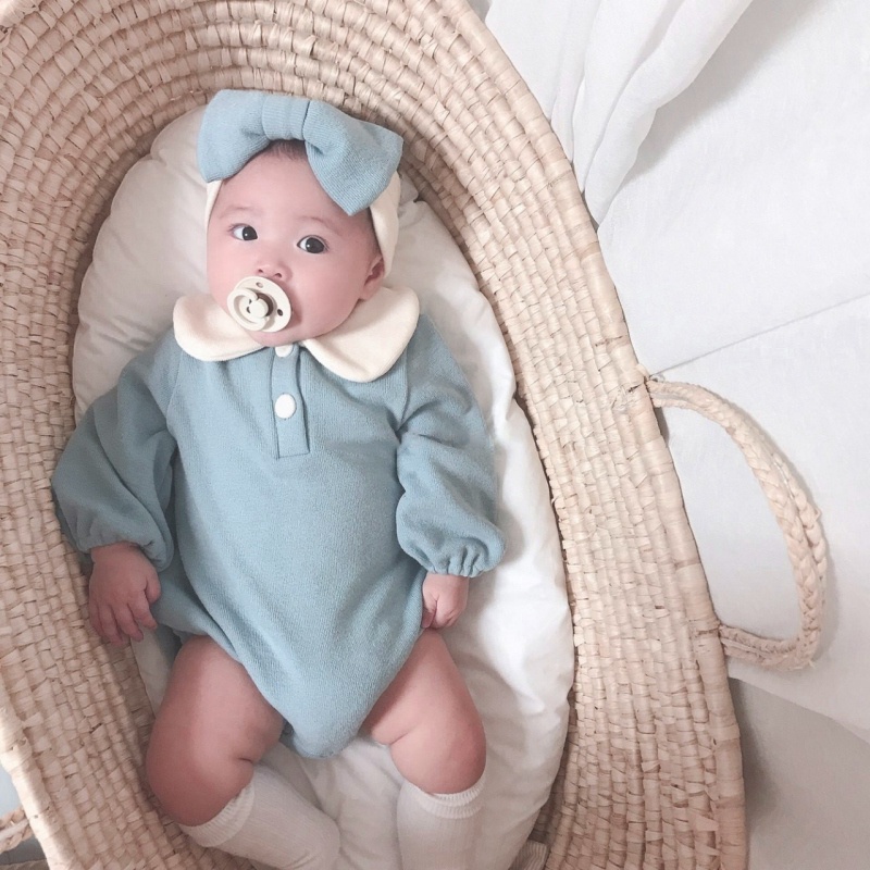 Bộ áo liền quần với băng đô dễ thương cho bé 0-24 tháng tuổi