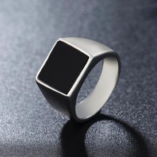 Nhẫn Đeo Tay Thép Không Gỉ Đính Đá Vuông Màu Đen Cá Tính Cho Nam