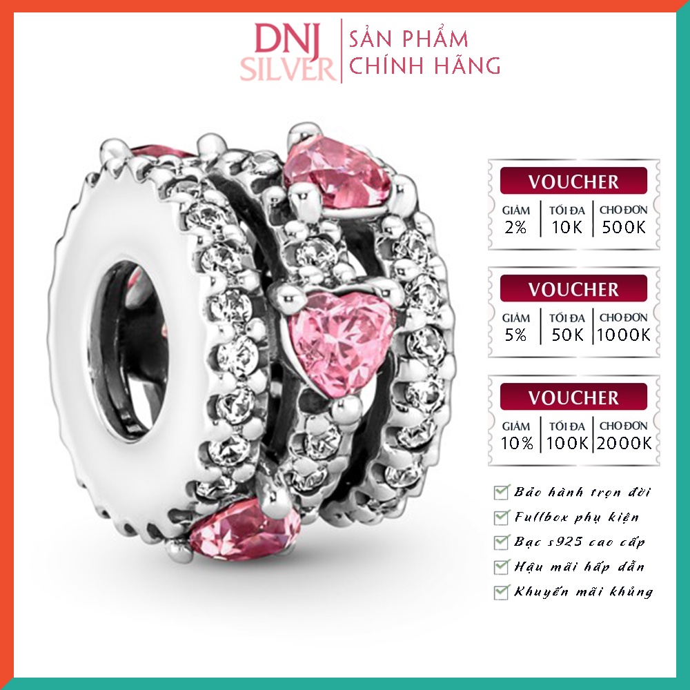 [Hàng cao cấp] Charm bạc 925 cao cấp, hàng chuẩn bạc - Charm Sparkling Triple Halo Hearts thích hợp để mix vòng tay