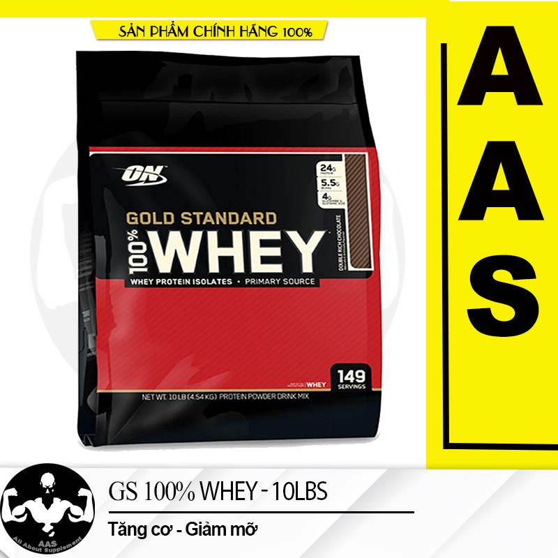 Sữa Tăng Cơ Cho Người Tập Gym GOLD STANDARD 100% WHEY  - Optimum Nutrition - 10lbs - Từ Mỹ