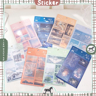 Set 2 Tấm Hình Dán Sticker Floating World Dán Sổ Trang Trí Bullet Journal, Trang Trí Sổ Tay - Tiệm Ngựa Gỗ