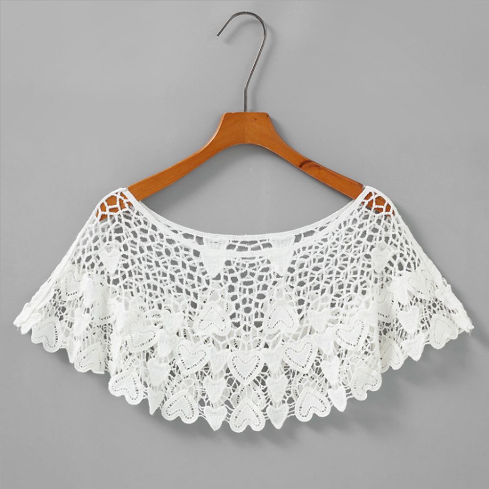 Áo choàng nữ dệt kim dáng ngắn phối ren rỗng phong cách vintage