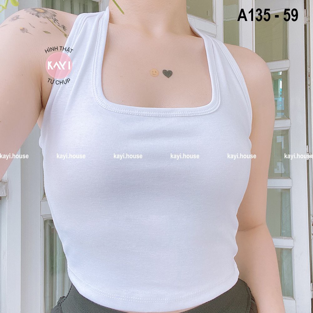Áo Croptop KAYI HOUSE Cổ Yếm Ôm Body Không Tay Hở Lưng Siu Quyến Rũ - A135