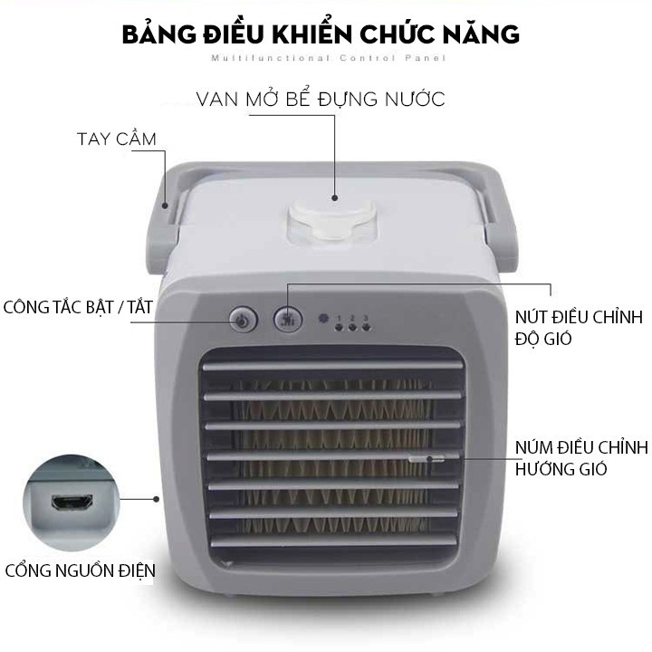 Quạt hơi nước điều hòa không khí mini QST cc-2312 QUẠT ĐÁ MINI ĐIỀU HÒA KHÔNG KHÍ CÔNG SUẤT 12W đầu cắm USB