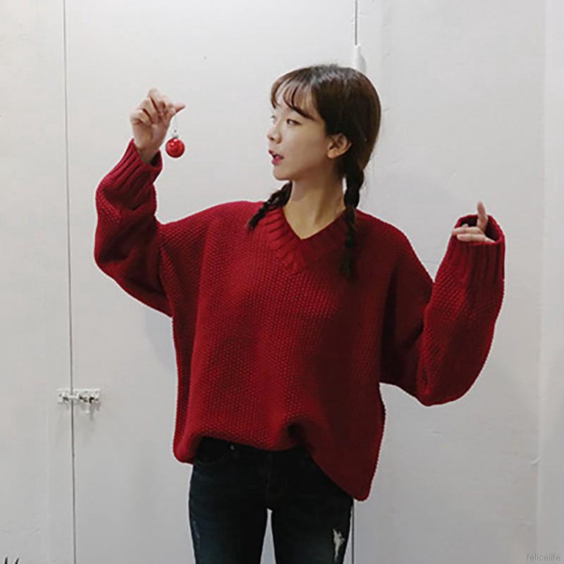 Áo Sweater Nữ Tay Dài Cổ Chữ V Thời Trang