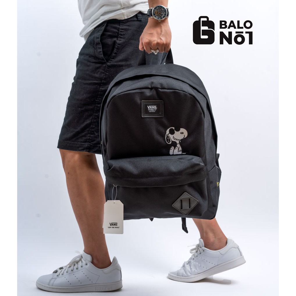 [BALO_NO.1] Balo đi học du lịch nam nữ unisex Van.s Peanuts Black Backpack