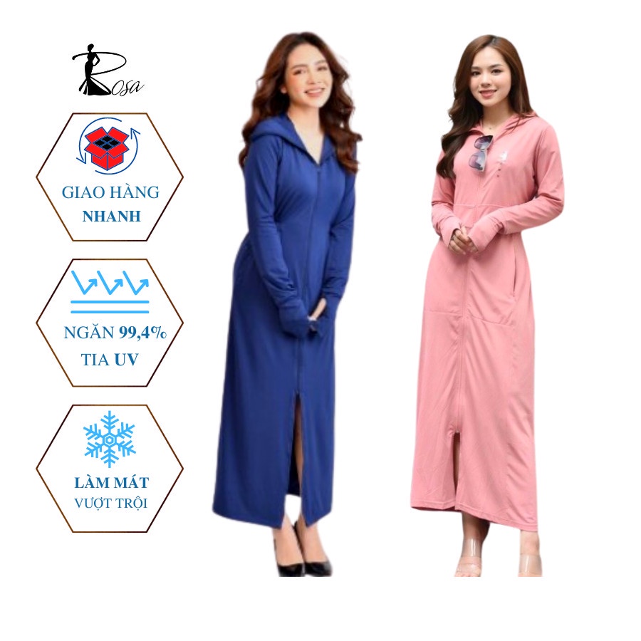 ♈✘✑Áo chống nắng nữ GU 2 lớp, toàn thân, dáng choàng dài liền thân vải kim cương+chất thun mát tia UV !