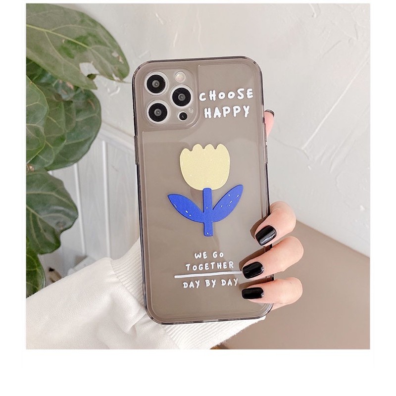 𝐂𝐨́ 𝐬𝐚̆̃𝐧 𝐜𝐡𝐨 𝐢𝐏𝐡𝐨𝐧𝐞 𝟏𝟐  Ốp lưng cho iphone - Ốp hoa tulip viền vuông dẻo cho iphone