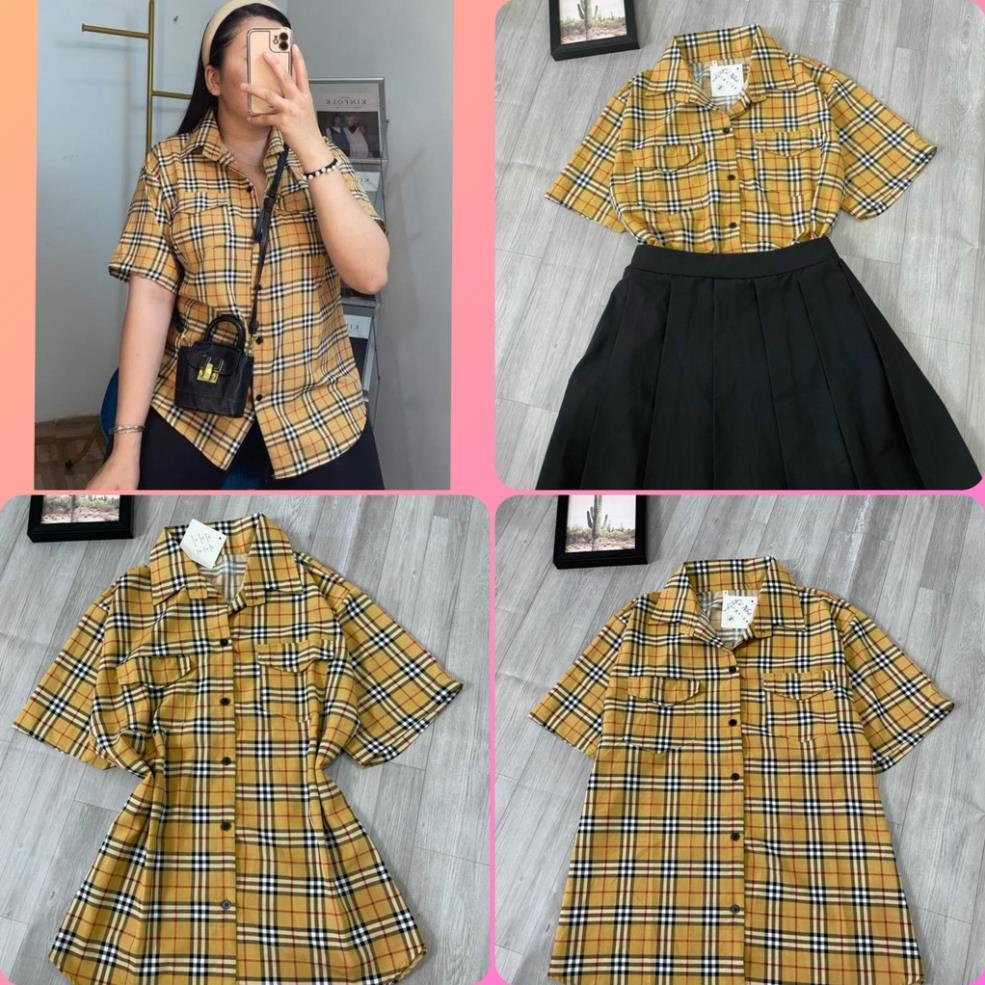 ÁO SƠ MI NỮ BIGSIZE BBR TAY NGẮN,ÁO SƠ MI KIỂU burberry MÃ BBR New