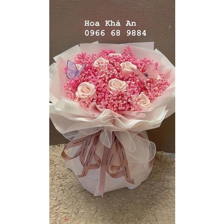 [Babi khô] Bó hoa babi khô mix sáp cao cấp cực xịn. Gói giấy xốp Hàn ko nhăn.