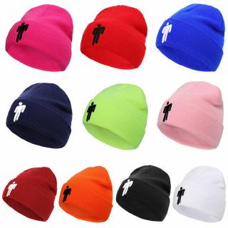 MAHES Mũ len beanie màu trơn phong cách
