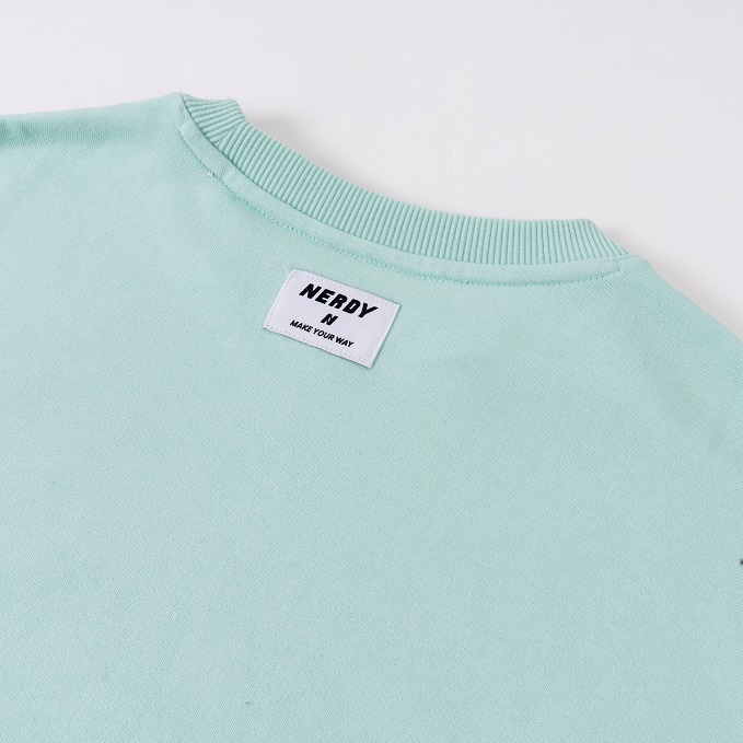 Áo Nỉ Dài Tay Nerdy Logo In Dọc Cánh Tay Màu Mint