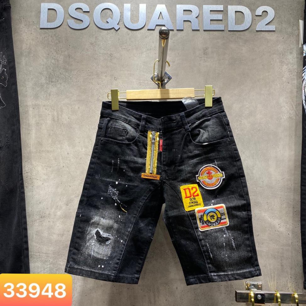 Quần bò ngố DSQ nam - Quần Jean lửng DSQ vẩy sơn - Quần Short Jean nam xịn .