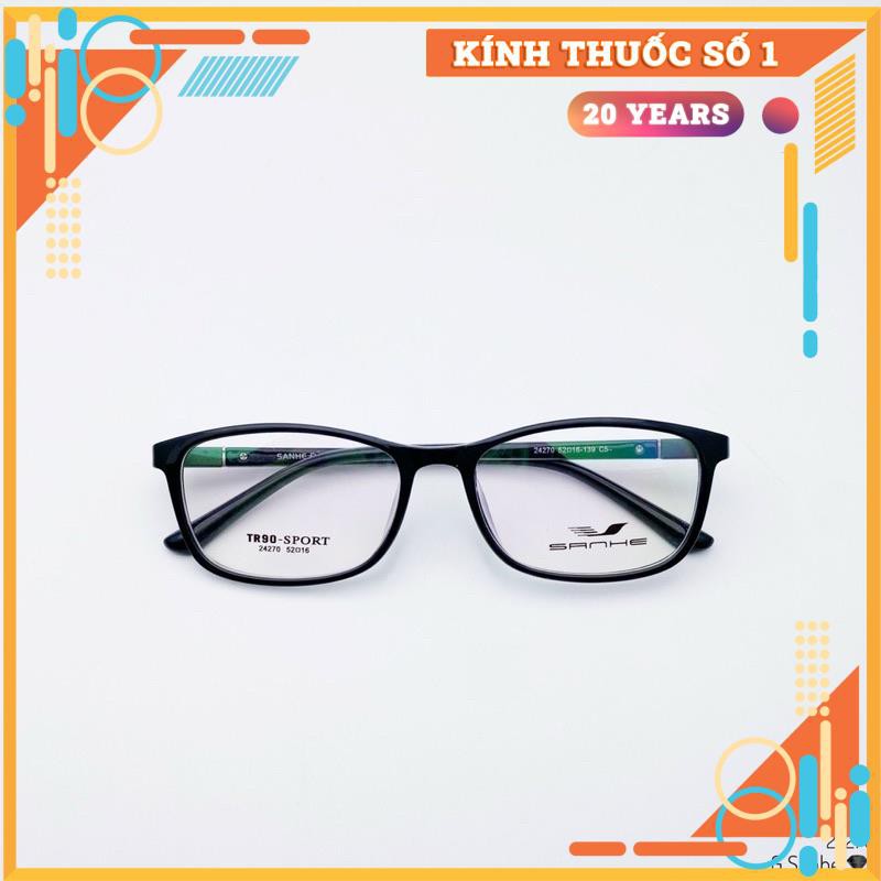 Gọng kính cận dáng vuông SANHE nhựa dẻo TR90_24270