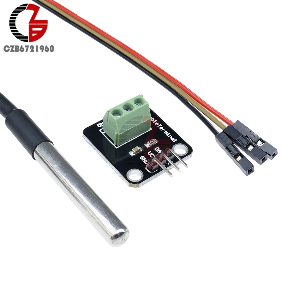 3V-5.5V DS18B20 Waterproof Temperature Sensor Probe Module DIY KIT Plugable Terminal Adapter with Cable for Arduino Raspberry Pi