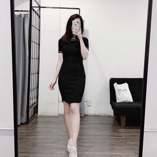 Bán sỉ váy body len tăm cộc tay h.m