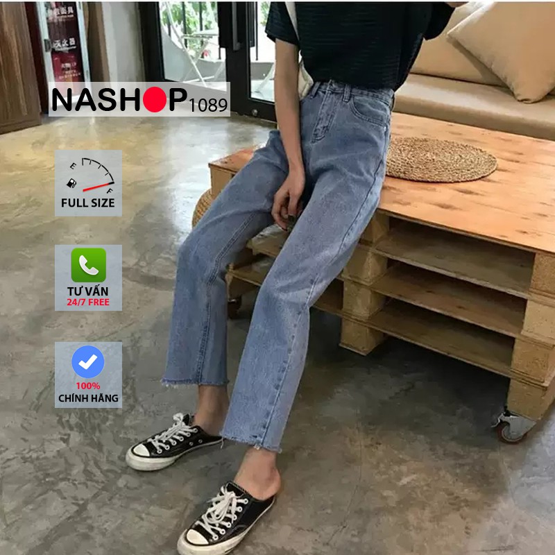 Quần jean bò ống rộng quần jean bò ống suông jeans nữ lưng cao cạp cao quần nữ đẹp hot 2021 QT03 nashop 1089 | WebRaoVat - webraovat.net.vn