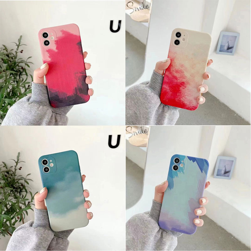 Ốp Điện Thoại Màu Nước Cạnh Vuông Cho iPhone 7 8 X Xs Max Xr 6 6s Plus SE 2020 SE2