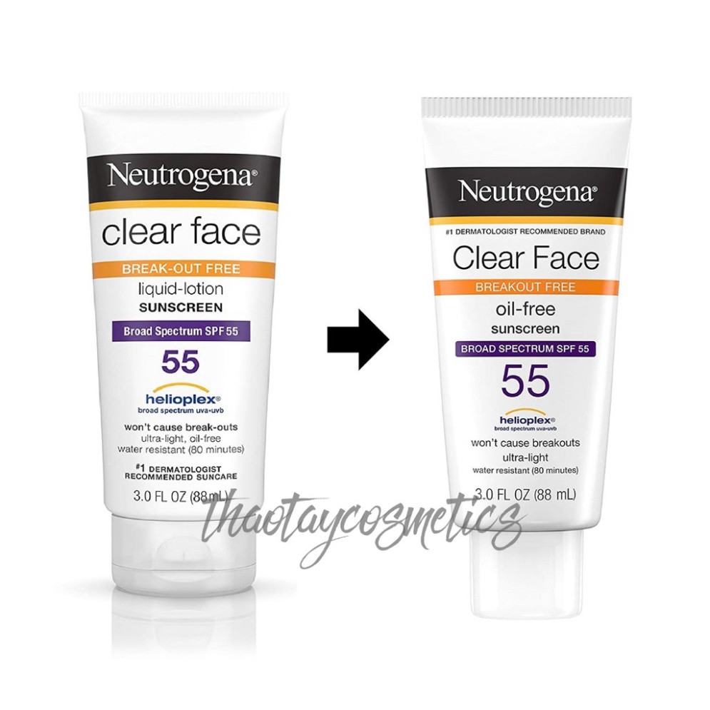 Kem chống nắng cho da mặt dầu mụn Neutrogena Clear Face Sunscreen SPF 55 for Acne-Prone Skin (88ml)