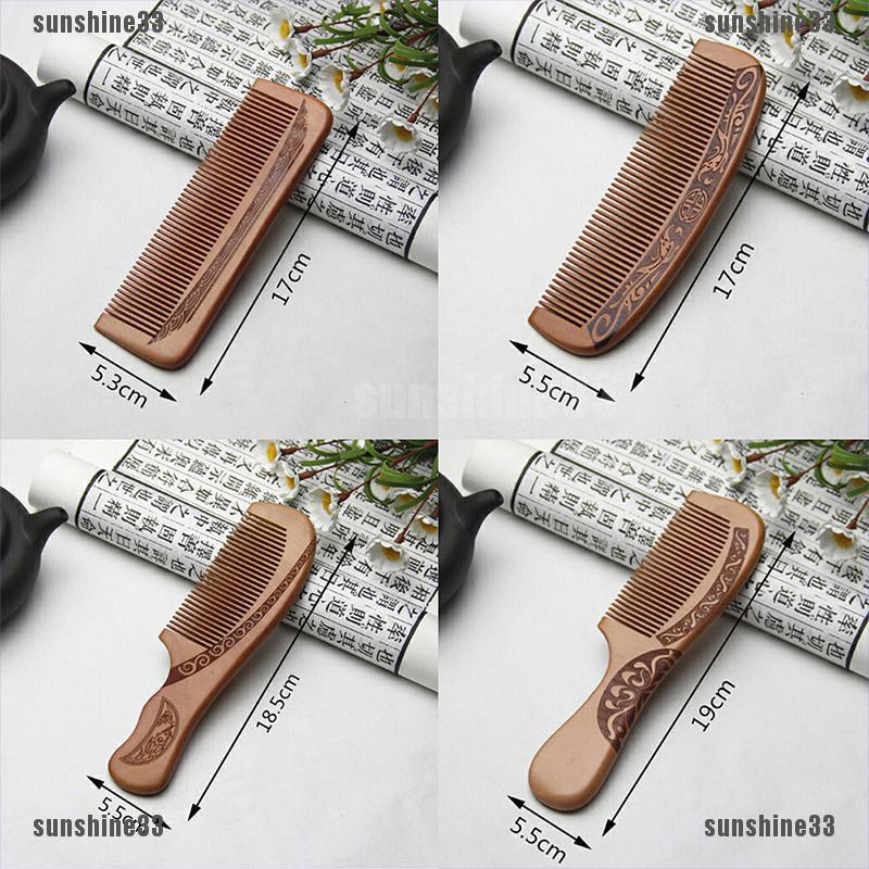 Lược Chải Tóc Làm Từ Gỗ Đào Tự Nhiên Massage Da Đầu Chống Tĩnh Điện