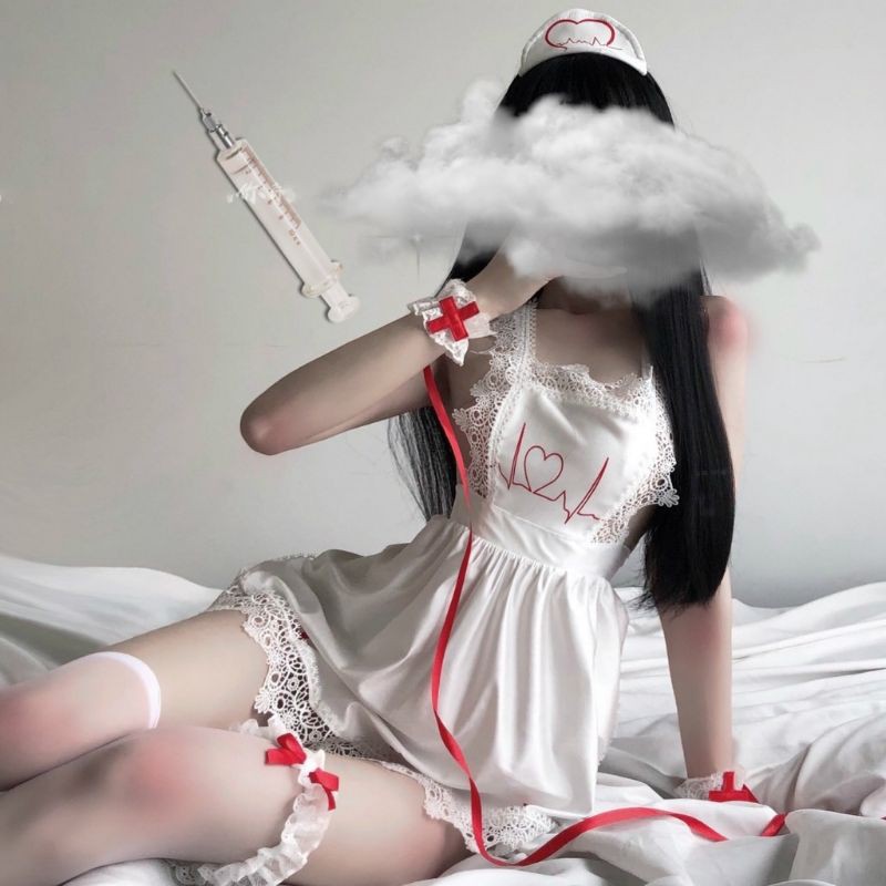 đồ ngủ cosplay y tá thun buộc dây co dãn kèm bờm sexy gợi cảm | BigBuy360 - bigbuy360.vn
