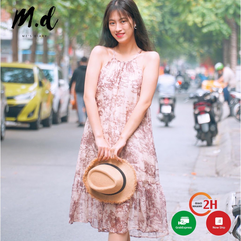 [Mã FADIRECT20 giảm 20K đơn 150K] Đầm suông, váy maxi, tơ voan 2 lớp, cổ yếm dùng đi biển, đi chơi, mặc bầu Me's Diary