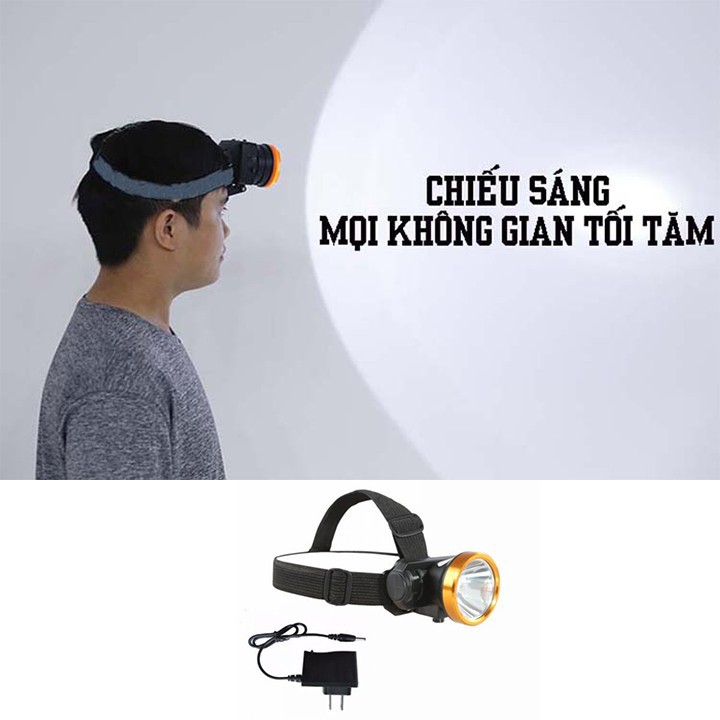 Đèn pin đội đầu A4 chiếu xa siêu sáng- kèm sạc và dây đeo