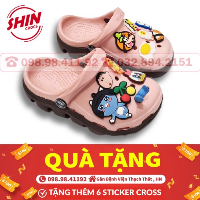 Freeship dép cross cho béFREESHIPcho bé hình họa hồng đế nâu JMSCRPSS khuyễn mãi thêm 6jibitz cross