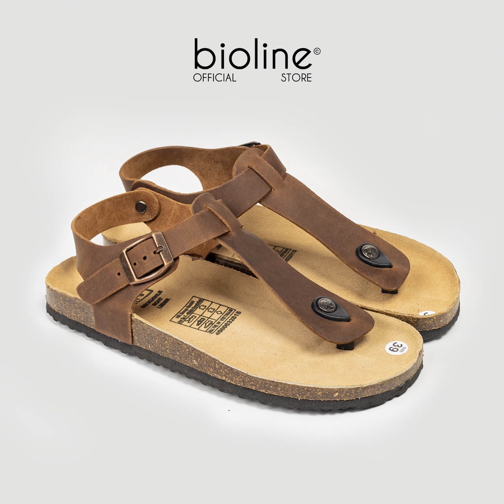 [DA BÒ THẬT] D10-Dép da bò xỏ ngón chiến binh Birken Bioline Unisex (Đế trấu)