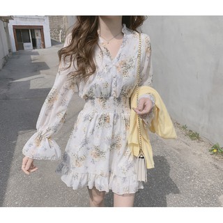 đầm váy voan hoa nhí ulzzang phối bèo quảng châu ORDER
