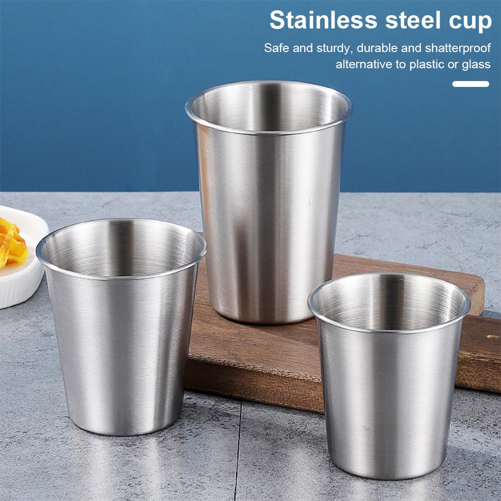 Cốc uống nước/cà phê/trà bằng thép không gỉ dày tái sử dụng có thể xếp chồng gọn gàng dùng trong gia đình/cắm trại