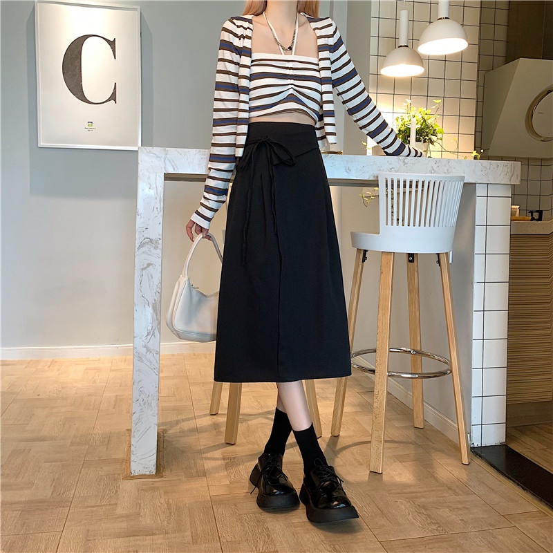 SUXI Chân Váy Midi Lưng Cao Kiểu Vintage Đơn Giản Thời Trang Xuân Hè Cho Nữ