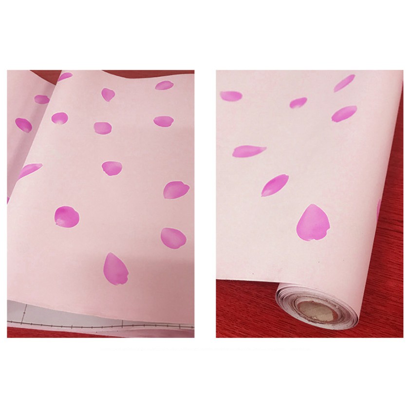 Cuộn 5M PVC giấy dán tường (có sẵn keo dán) – NỀN HỒNG MẢNH HOA HỒNG YJ240