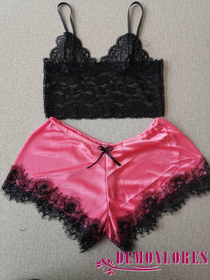 Set Đồ Ngủ Ngắn Phối Ren Thời Trang Cho Nữ