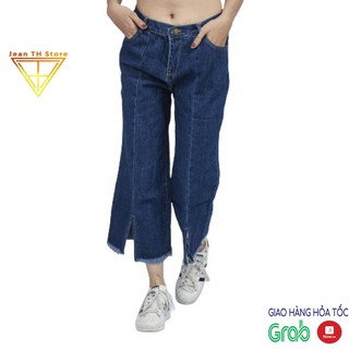 Quần jean nữ TH Store ống rộng xẻ trước ôm dáng thời trang ulzzang cá tính