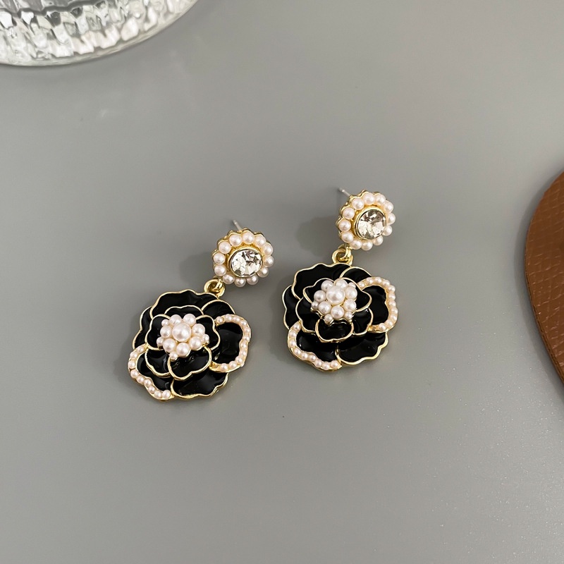 Hoa Tai Hình Hoa Hồng Đính Đá Phong Cách Vintage Thời Trang Cho Nữ