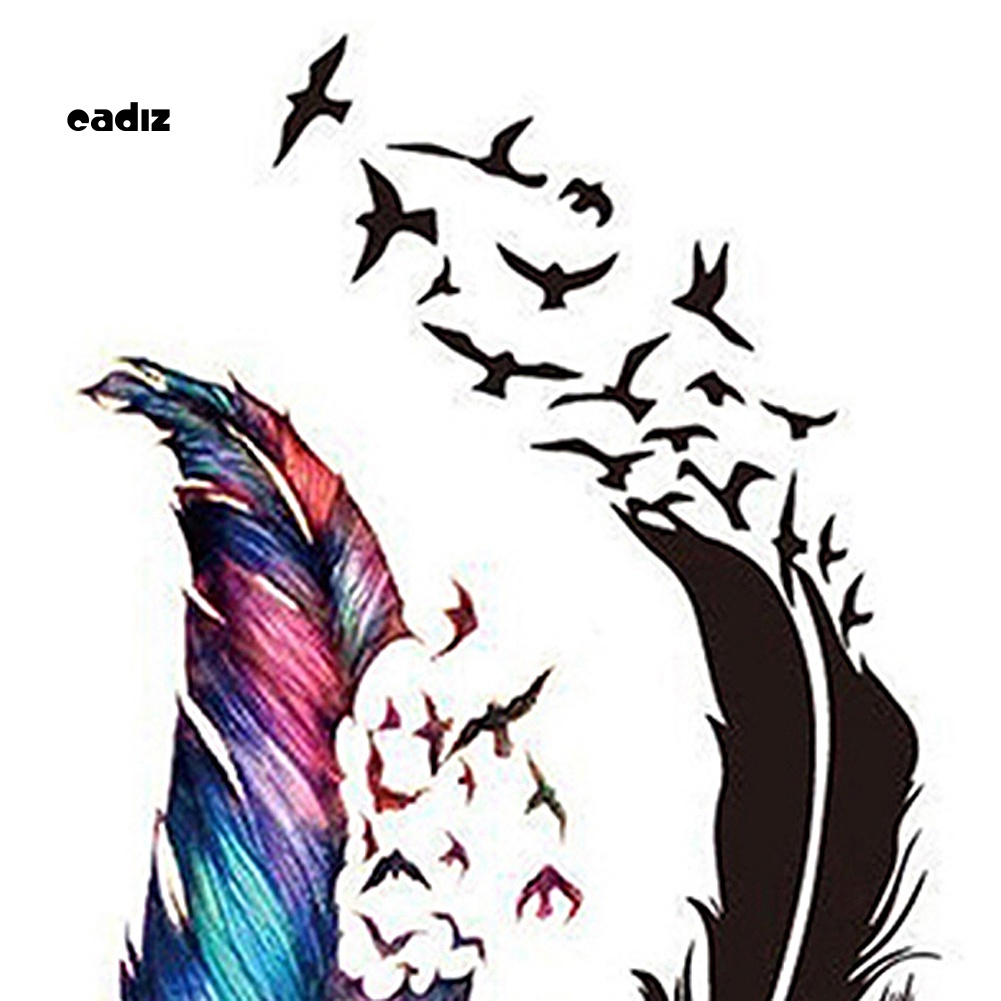 Hình Xăm Dán Tạm Thời Hình Lông Vũ 3D Nhiều Màu Sắc Chống Nước Có Thể Tháo Gỡ