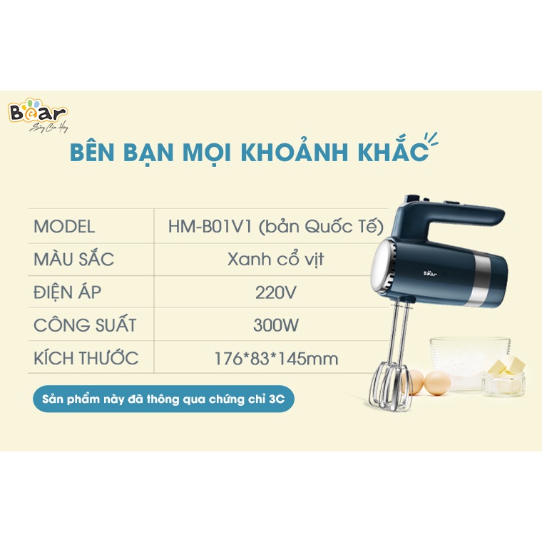 Máy Đánh Trứng Cầm Tay Mini Bear,  Máy Đánh Kem Trứng, Máy Đánh, Trộn Bột Đa Năng_Công Suất Lớn _Bảo Hành 12 Tháng