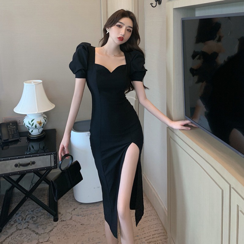 Đầm PERTY tay ngắn phồng ôm dáng vừa vặn thời trang Hàn Quốc xinh xắn dành cho nữ
