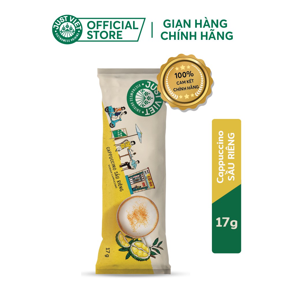 Combo 10 gói - Cà Phê Cappuccino Sầu Riêng Just Viet - Đúng Điệu Gu Việt - Sánh Đậm Tự Nhiên - 17g | BigBuy360 - bigbuy360.vn