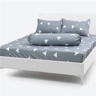 (RẺ VÔ ĐỊCH) Bộ Drap Cotton Thắng Lợi {4 món} áo gối chần gòn mẫu tam giác xám