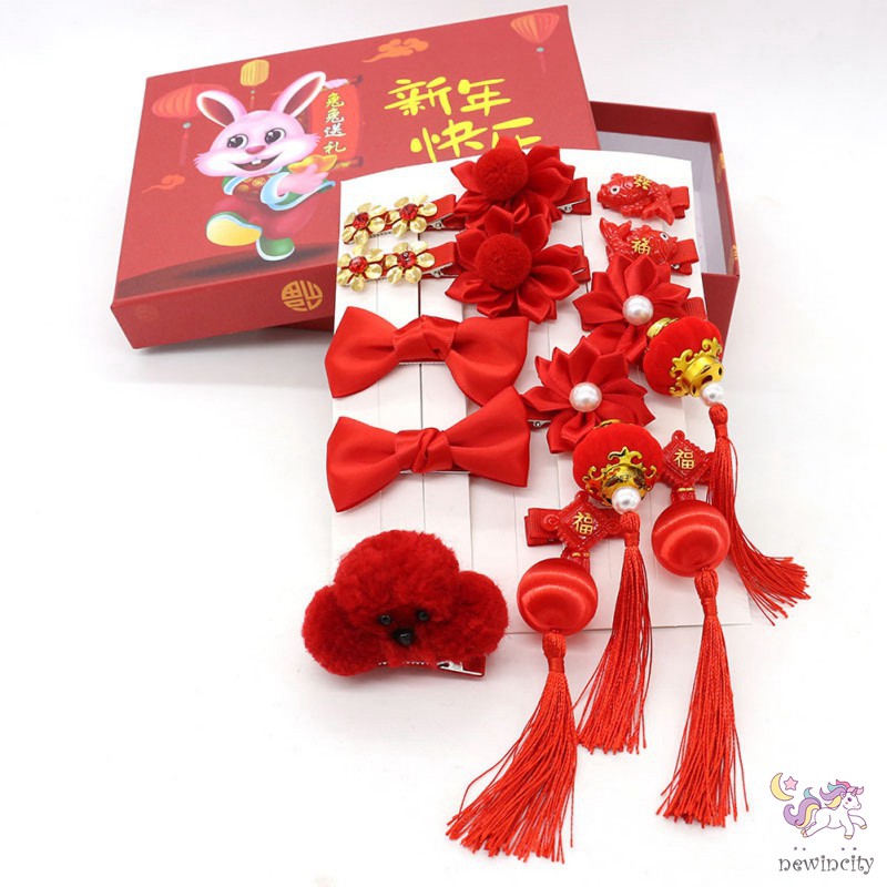 Set 13 Kẹp Tóc Tua Rua Phong Cách Retro Cho Bé Gái