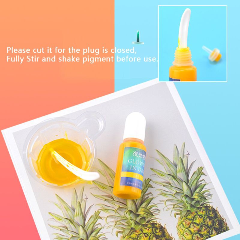 Set 10 Lọ Màu Dạ Quang Dùng Làm Đồ Trang Sức Thủ Công