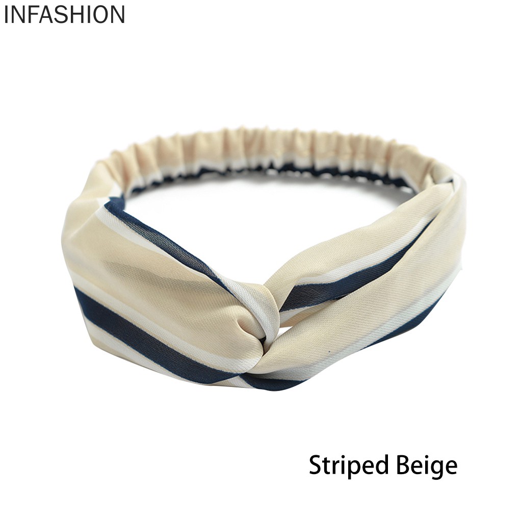 Băng Đô Co Giãn Họa Tiết Kẻ Sọc Cho Nữ